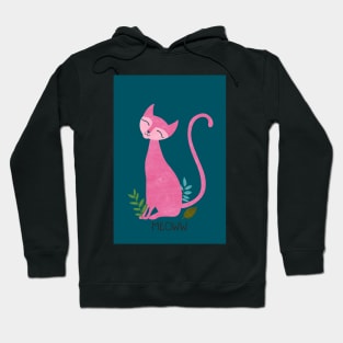 Pink kitten on a green color Hoodie